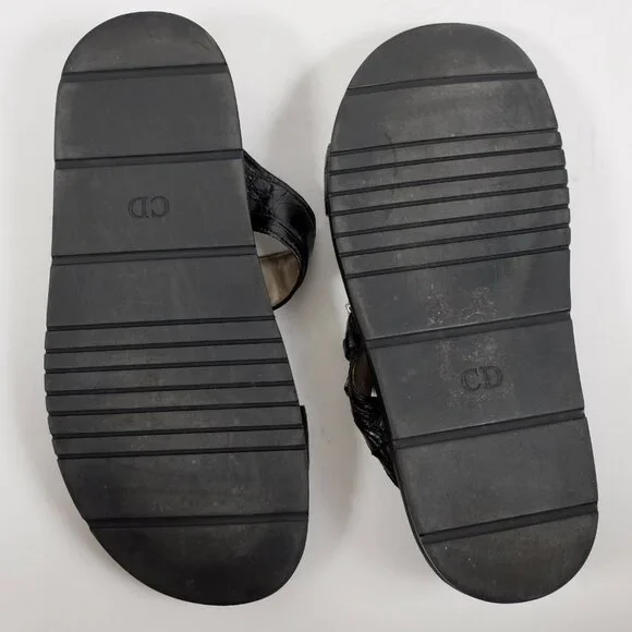 Dior Homme sandals shoes 43 US 10  black alligator crocodile CD buckle slides - Picture 3 of 11